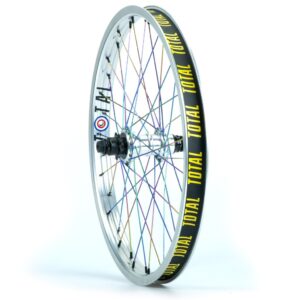 Касетне заднє колесо Total BMX Techfire срібне зі спицями Rainbow. 9 зубів